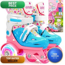 4-Pejiijar Adjustable Roller Skates Kids Girls Ladies Light Up Flash Wheels Age