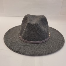 Time and Tru Women's Fedora Hat Heathered Grey Gold Buckle One Size NWT