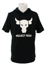 Under Armour Men's S Black Project Rock Short Sleeve Hoodie Terry Interior