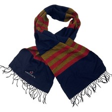 Sailor's Striped Wool Scarf Navy Red Fringe Vintage Style Unisex