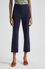 Veronica Beard Arte Houndstooth High Waist Flare Ankle Pants Navy 6