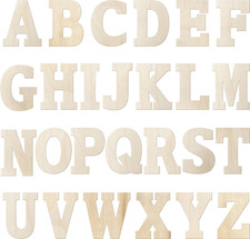 6 Inch 88 Pieces Wood Letters Crafts Wooden Letters,Unfinished Thin Alphabet wit