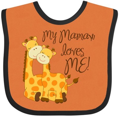 Inktastic My Mamaw Loves Me! Baby Bib Grandma Giraffe Loved By Clothing Infant