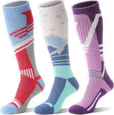 3 Pairs Merino Wool Ski Socks Thermal Warm Winter Thick Knee High Snowboarding S