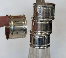 4 Vintage Silver Napkin Rings India Grooved Design Antique Tableware