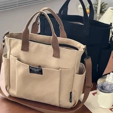 Large Capacity Canvas Tote Shoulder Bag MessengerMulti Pocket Crossbody Handbags