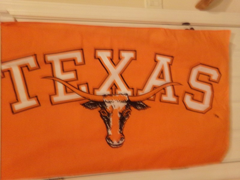 UNIVERSITY OF TEXAS LONGHORNS Orange 3'x5' Flag "BEVO" Logo One Side Rayon NWOT