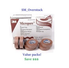 3M TAN Micropore Paper Medical Tape 1/2" x 10yds 1, 2, 4, 12, or 24 rolls 1533-0