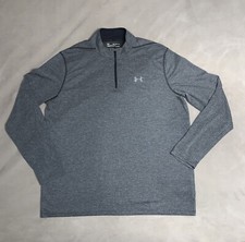 Under Armour Threadborne 2X 1/4 Zip Mens Gray Herringbone Pullover Shirt
