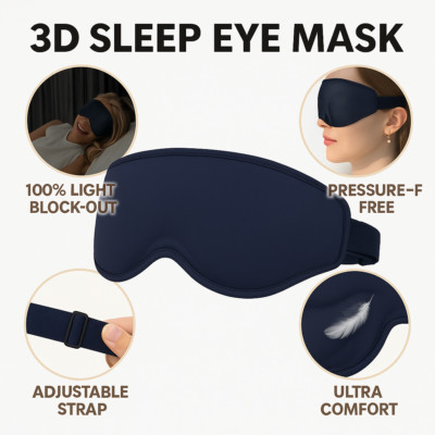 3D Sleep Eye Mask for Men Women Light Block Comfortable Adjustable Travel Cover