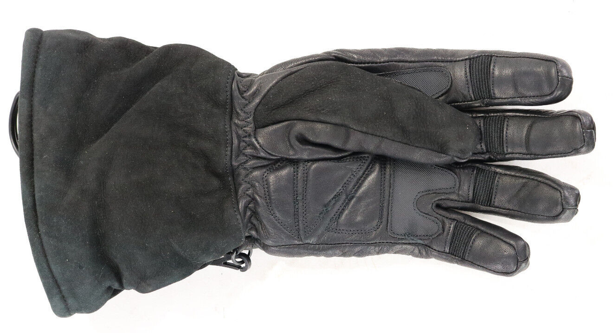 harley davidson womens heated gloves S black leather gauntlet warm