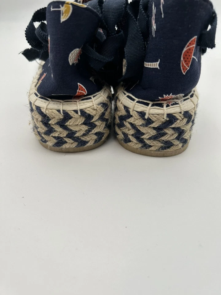 Laura Marana Not Rated Espadrilles, Blue Beach Scene, Straps Size 8.5* - Image 3 of 4