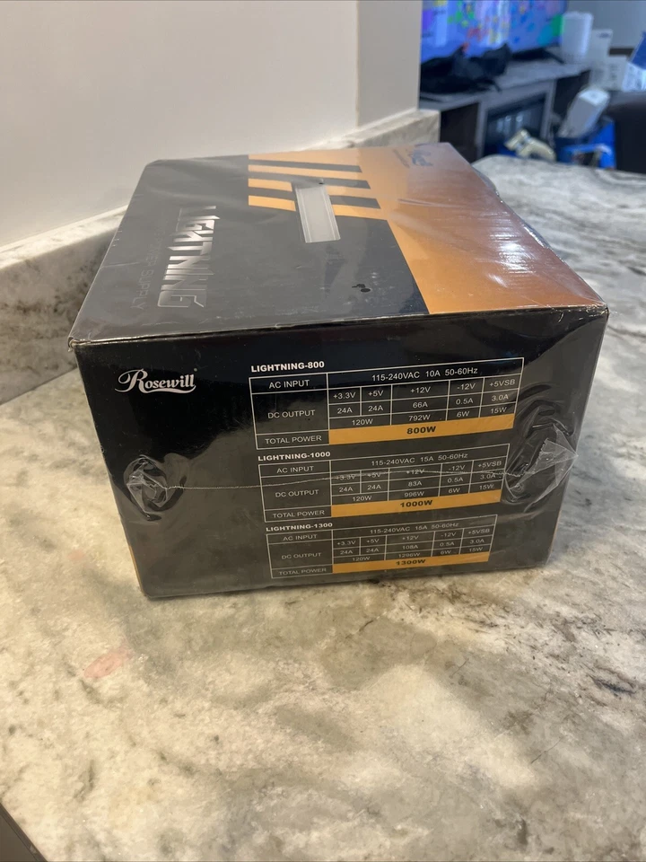 NEW Rosewill LIGHTNING-1300 Power Supply, 80 Plus Gold Certified ATX 12V/EPS 12V - Image 4 of 4