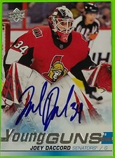 Joey Daccord Ottawa Senators Signed 19-20 Young Guns Autograhed Rookie Card #477