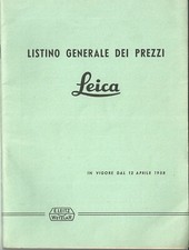LEICA General Price List. Year 1958, 64 pages.