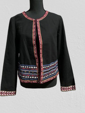 New Simply Styled By Sears Womens Open Front Jacquard Jacket Medium Black Onyx