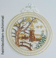 Plauener Spitze ® Fensterbild Kirche Winterlandschaft Winter Dorf Weihnachten
