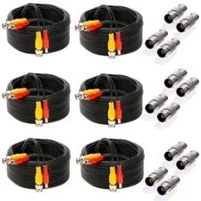 6 x 50FT Video Power Cable BNC DC Security Camera Extension Cord for CCTV