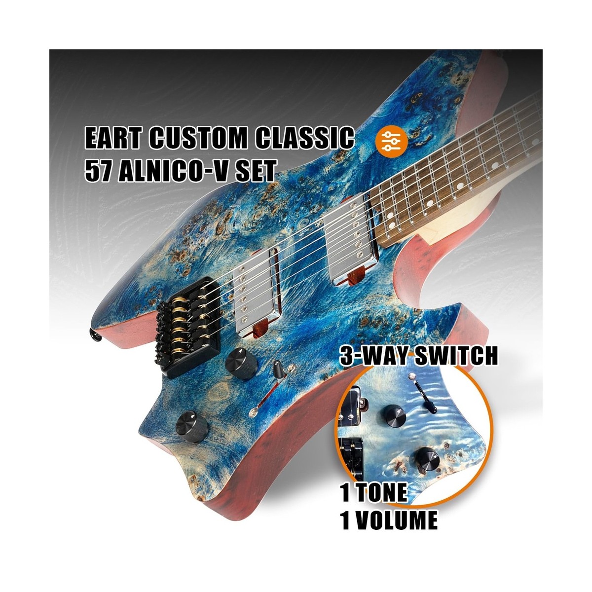 EART Headless Electric Guitar GW2 fixed Bridge for 6 String