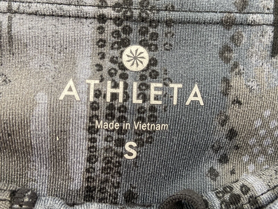 Leggings femininas Athelta S cinza estampa geométrica bolso com zíper elástico elástico - Imagem 3 de 4