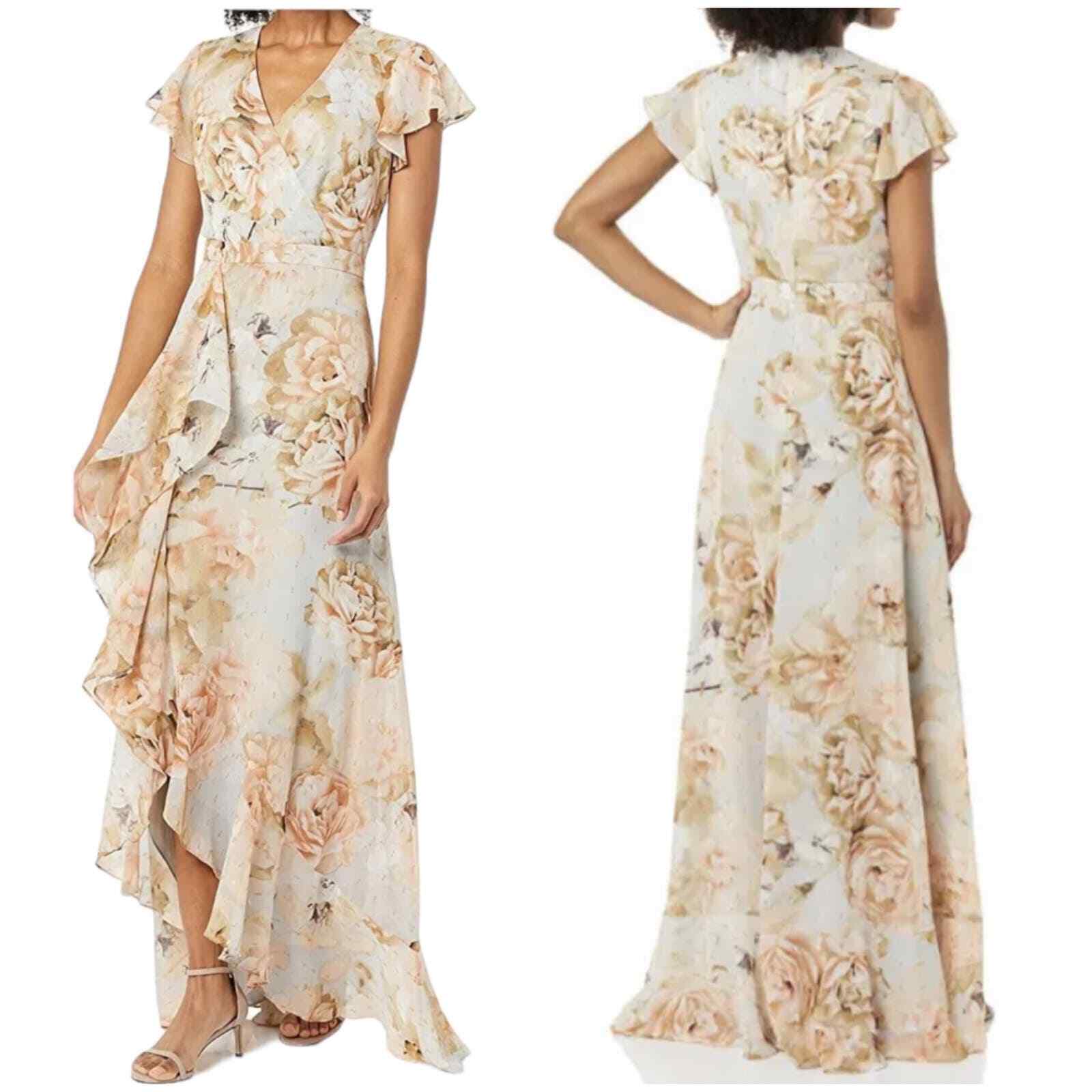 Calvin Klein NWT Flutter-Sleeve Floral-Print Maxi Dress Size 2  