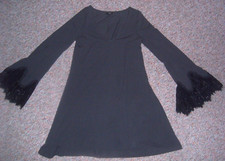 Express Women’s Gray Stretch Knit Swing Dress Lace Bell Sleeves Size Small NWOT