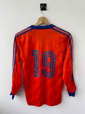 adidasアディダス ジロンダンボルドー ビンテージユニフォーム ゲームシャツ ADIDAS 80s FOOTBALL SHIRT SOCCER JERSEY LONG SLEEVE sz L MEN RED