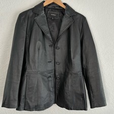 Colebrook Black Jacket Blazer 100% Leather Pockets 3 Button Moto Streetwear Mens