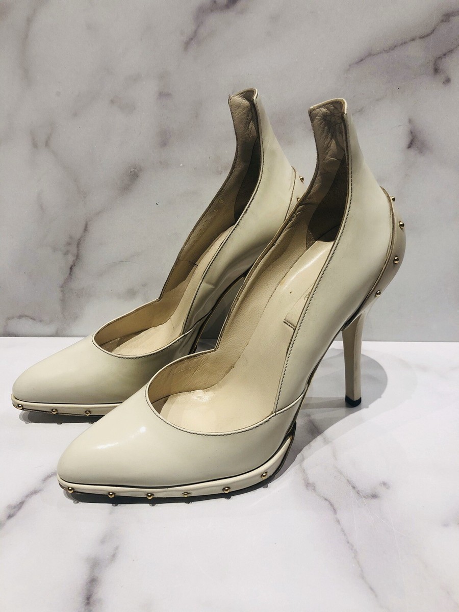 GUCCI by Tom Ford Fall 2003 White Leather Studded Heels Shoes | eBay