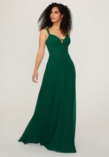 Mori Lee Bridesmaid 21793 Sweetheart V-Neck Dress Size 16 New Emerald Formal