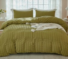 AveLom Olive Green seersucker Duvet Cover