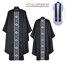 NEW BLACK Gothic Chasuble & Stole Set, Gothic Vestment, Casulla, Casula, Casel