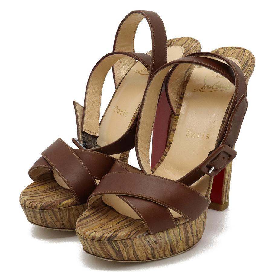 Christian Louboutin wood sandals chunky heel leather brown Christian Louboutin wood sandals chunky heel leather brown