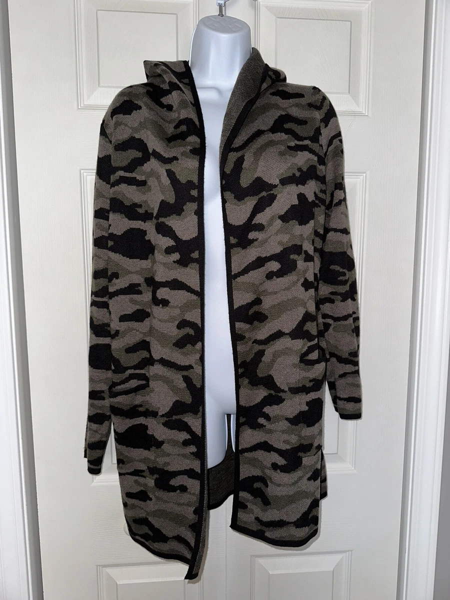 Rachel Zoe hooded Camo duster cardigan size small