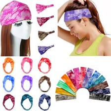 Boho Stretch Women Tie-Dye Headband Turban Sport Knotted Hairband Hair Wrap