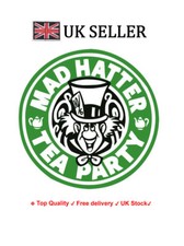 Mad Hatter Iron on Screen Print fabric heat press Machine Washable Transfer tea 