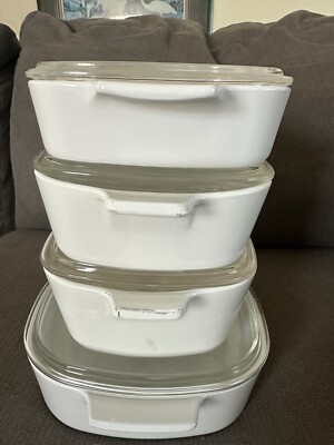 4 Piece Corning Ware Set With Glass Tops | Blue Floral Pattern