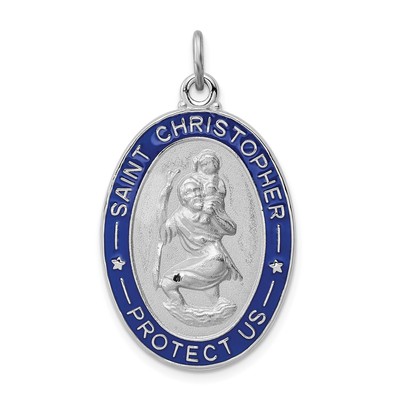 Sterling Silver Saint Christopher Pendant Medal Necklace Travel Protection Charm