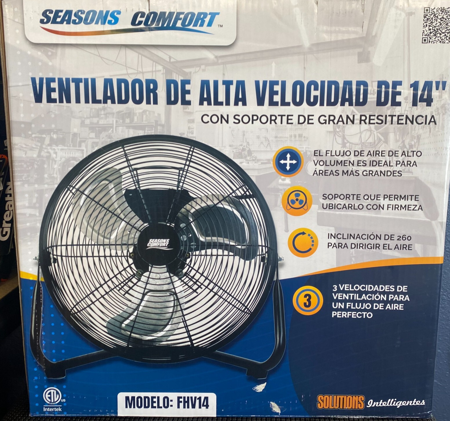 Seasons Comfort-14" High Velocity-Heavy Duty Cradle Fan-FHV14-All Metal-Black