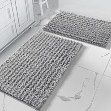 Bathroom Rugs Sets 2 Piece - Quick Dry Extra Thick Luxury Chenille Bath Mat, Non