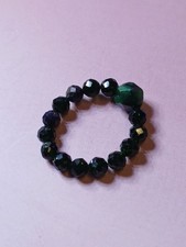 Green Sandstone And Tigers Eye Beaded Ring