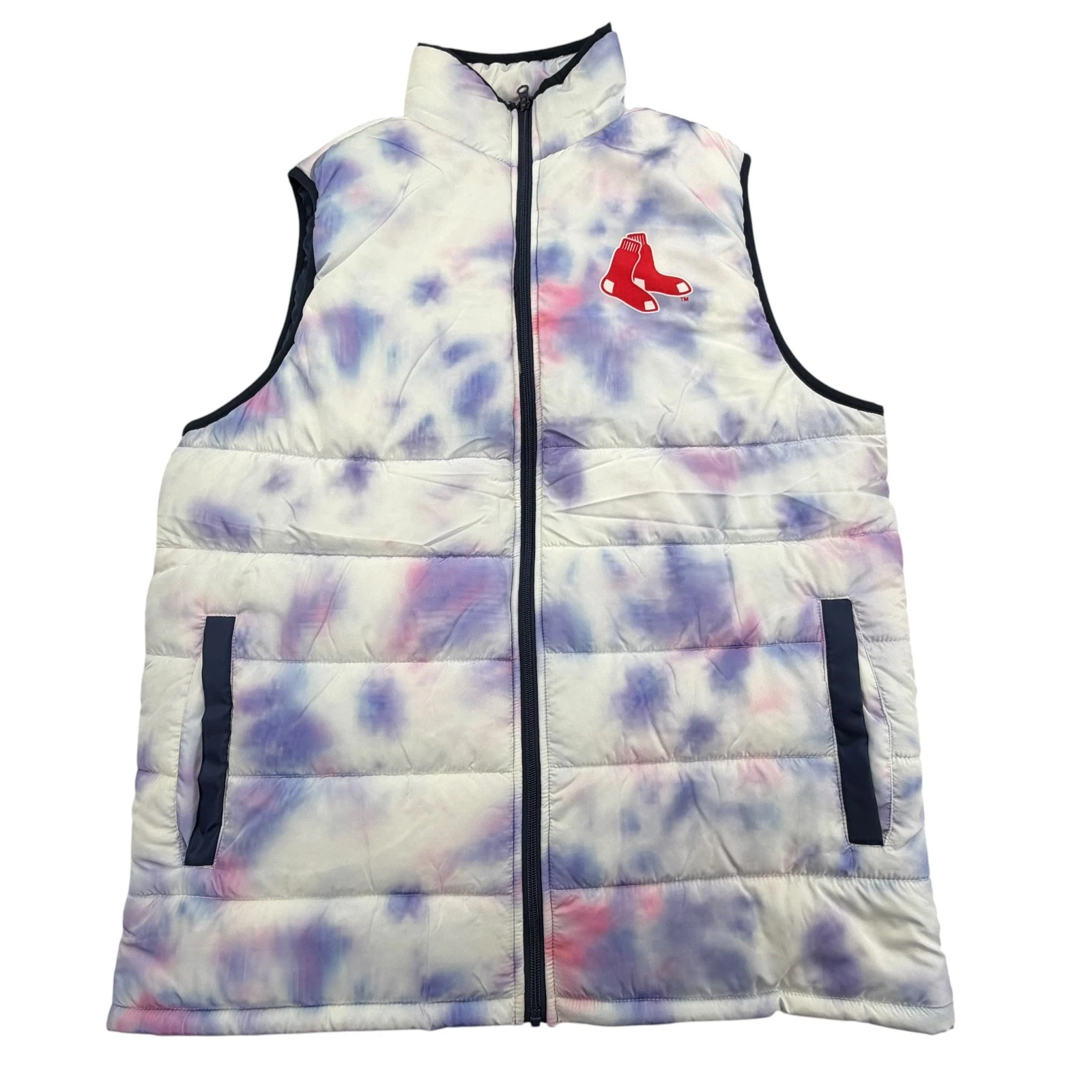 Boston Red Sox Grateful Dead Head Tie Dye Puffer Vest Jacket Adult Medium SGA