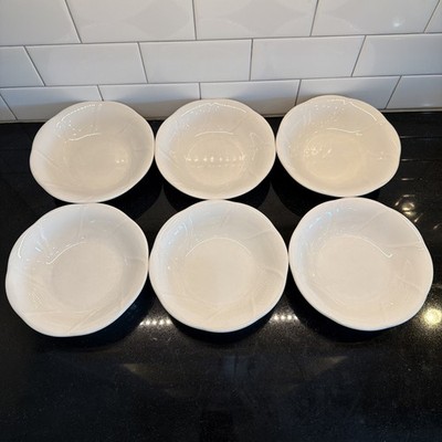 Pfaltzgraff STRATUS Lot of 6 Cereal Salad  Soup Bowls 7 1/4  White Stoneware