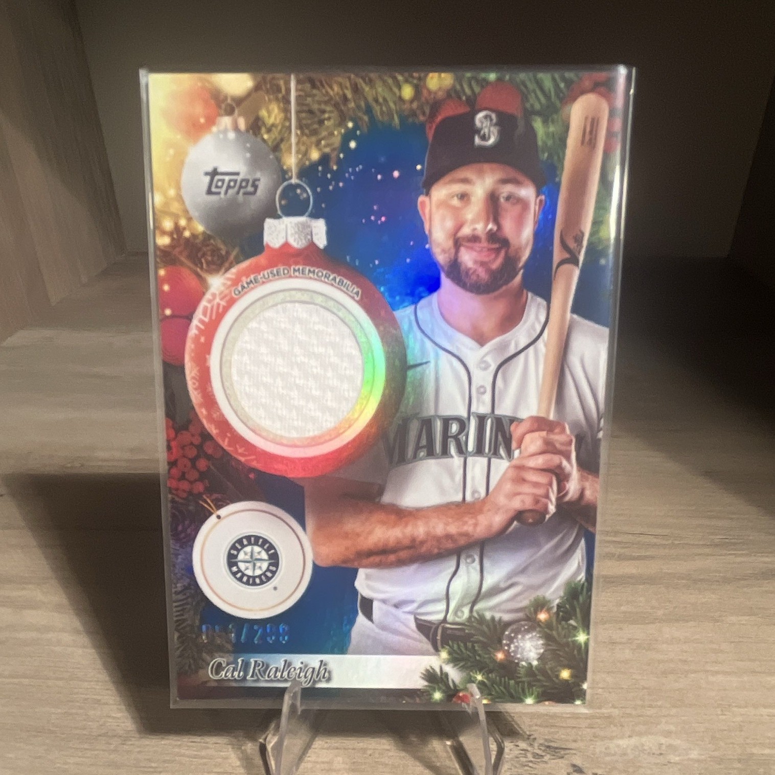 Topps 2025 Holiday Relics Cal Raleigh #PR-CR Blue Metallic /299 Mariners