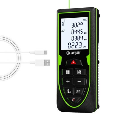 Green Laser Distance Meter 196ft   USB Rechargeable Digital Laser Measure wit...