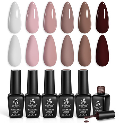 Winter Gel Nail Polish Set Neutral Brown Nude Pink 6 Colors Soak Off