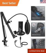 Studio Condenser USB Microphone Computer PC Microphone Kit with Adjustable Bo...