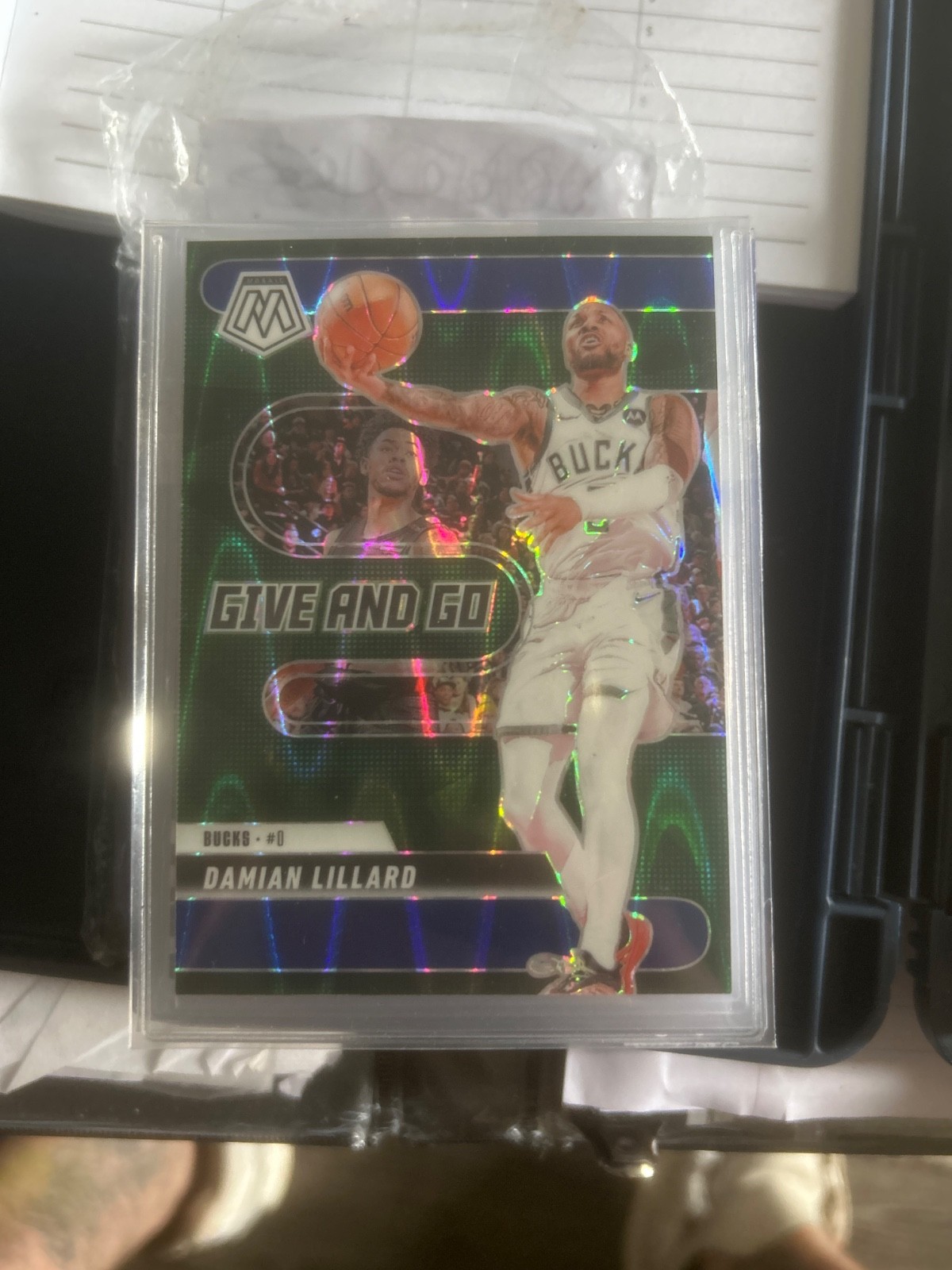 2024-25 Mosaic Damian Lillard Give & Go #14 Green Flourescent Color Match 05/10