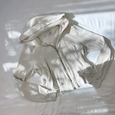 Aritzia Tna | Size M | Cream Waffle Knit Full Zip Hoodie Cotton Long Sleeve