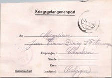GOLDPATH: Germany postal card 1944 to Belgium POW CV904_P14